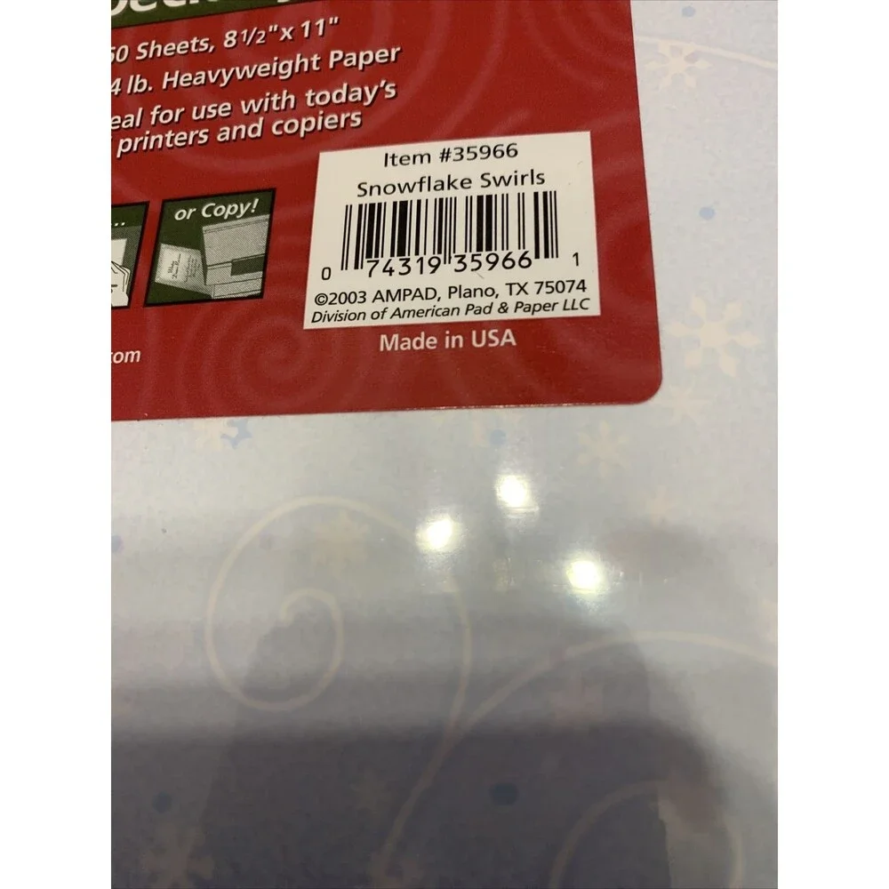 Ampad Pack Of 60 Specialty Papers Snowflakes & Swirls. NEW - Item #35966